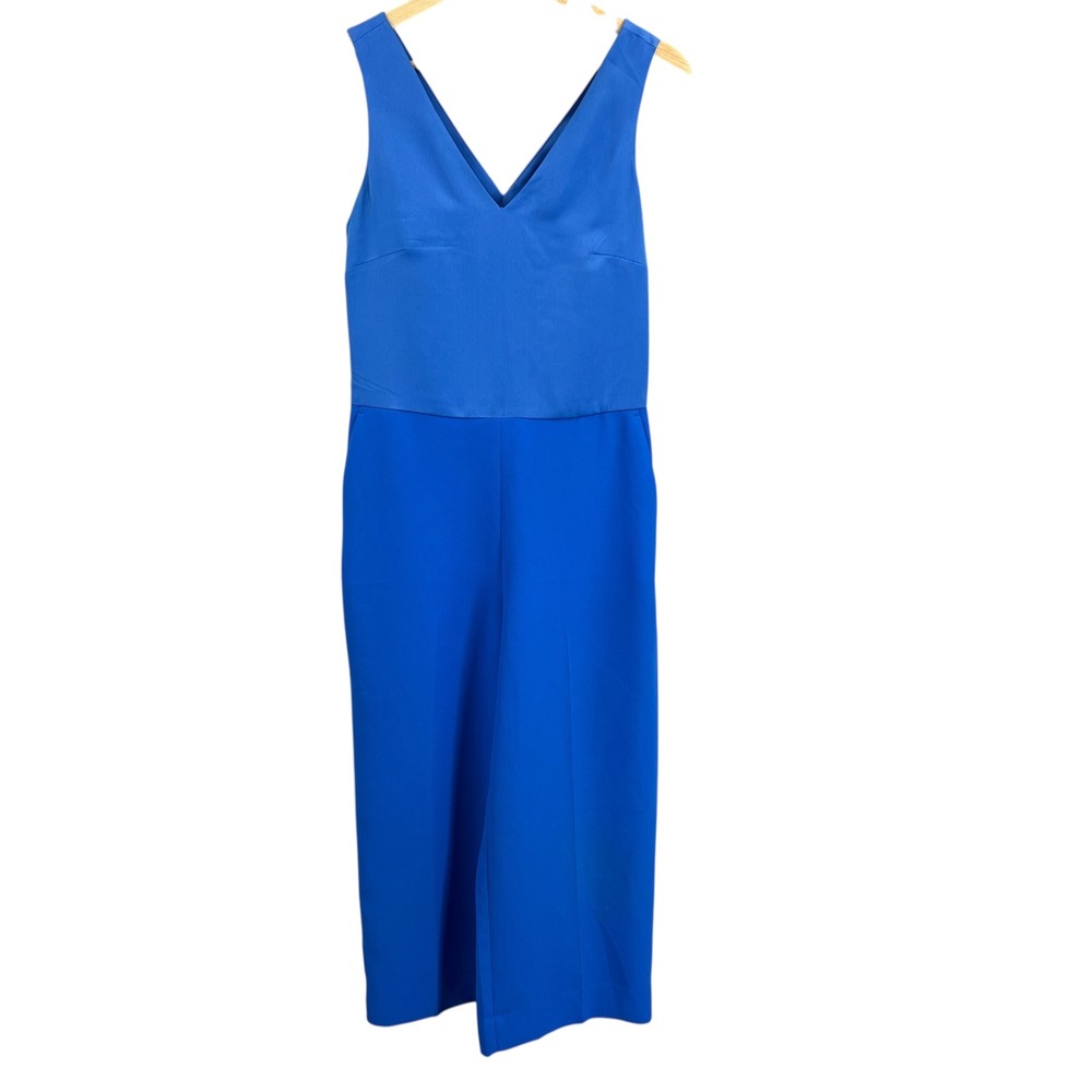 Banana Republic Dressy Blue Jumpsuit Peek‑Back Twist Detail Wide Leg Size 2